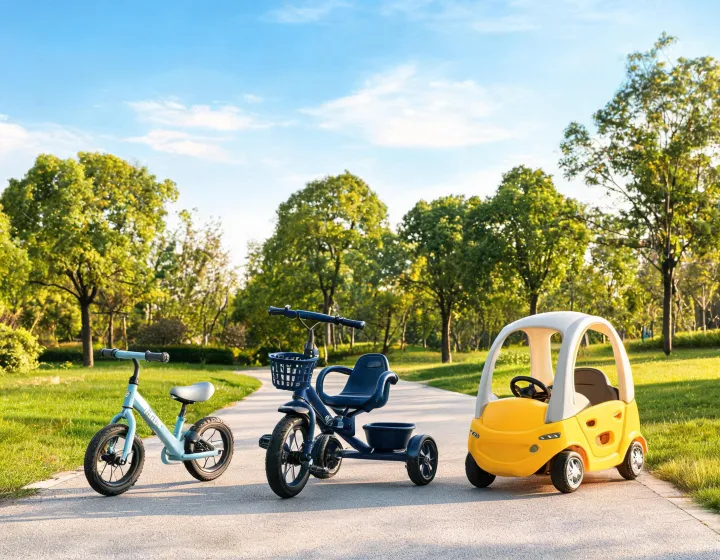 Kettler ride-on products arranged on a bright path